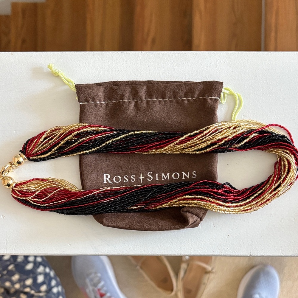 Ross-Simons Black, Red, and Gold Beaded Necklace